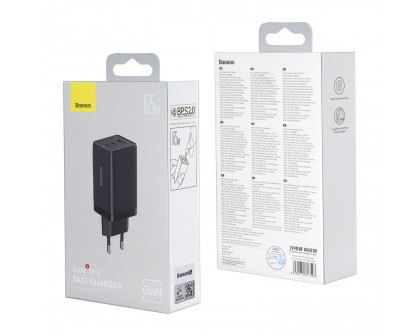 СЗУ USB+ 2 Type-C на Type-C 65W Gan 5 PRO Quick Charger CCGP120201 Baseus черный